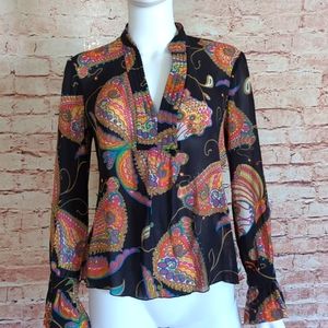 TRINA TURK LONG SLEEVE FLORAL TOP BLOUSE